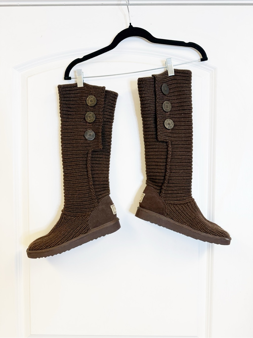 UGG Australia Classic Cardy 5819 Chocolate Brown Knit Boots Size 7